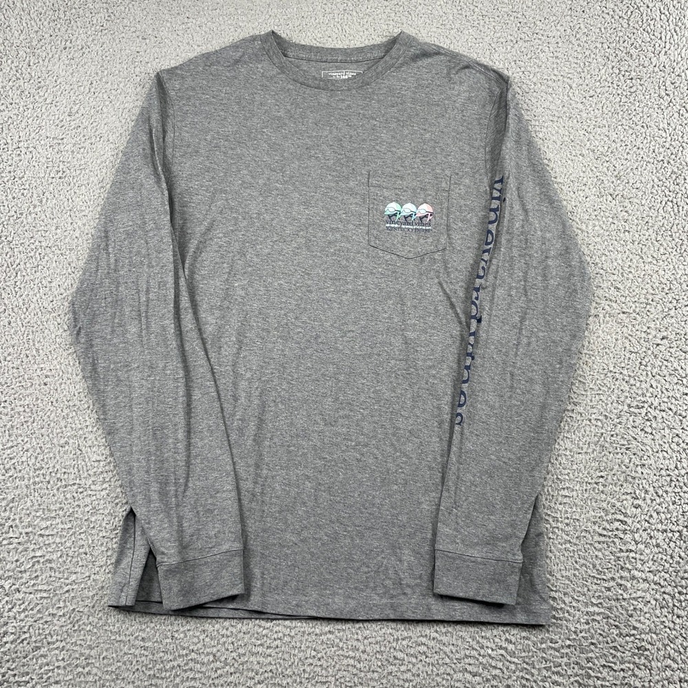 Vineyard Vines T-Shirt Mens M Gray Kentucky Derby 146th Long Sleeve Pocket Tee